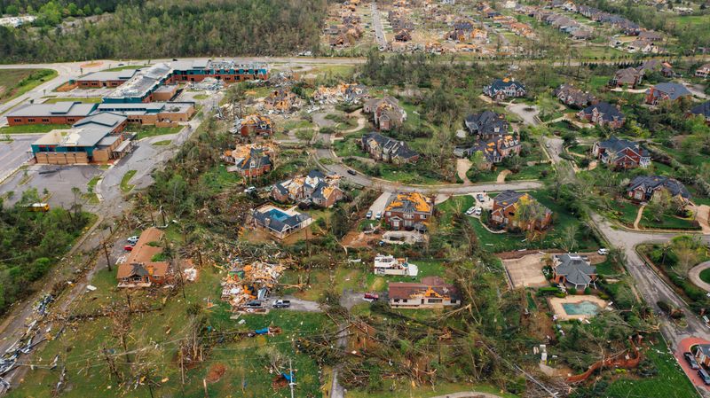 Devastation Unleashed: Tornado Leaves Trail of Destructiontornado,destruction,naturaldisaster,severeweather,disasterrecovery